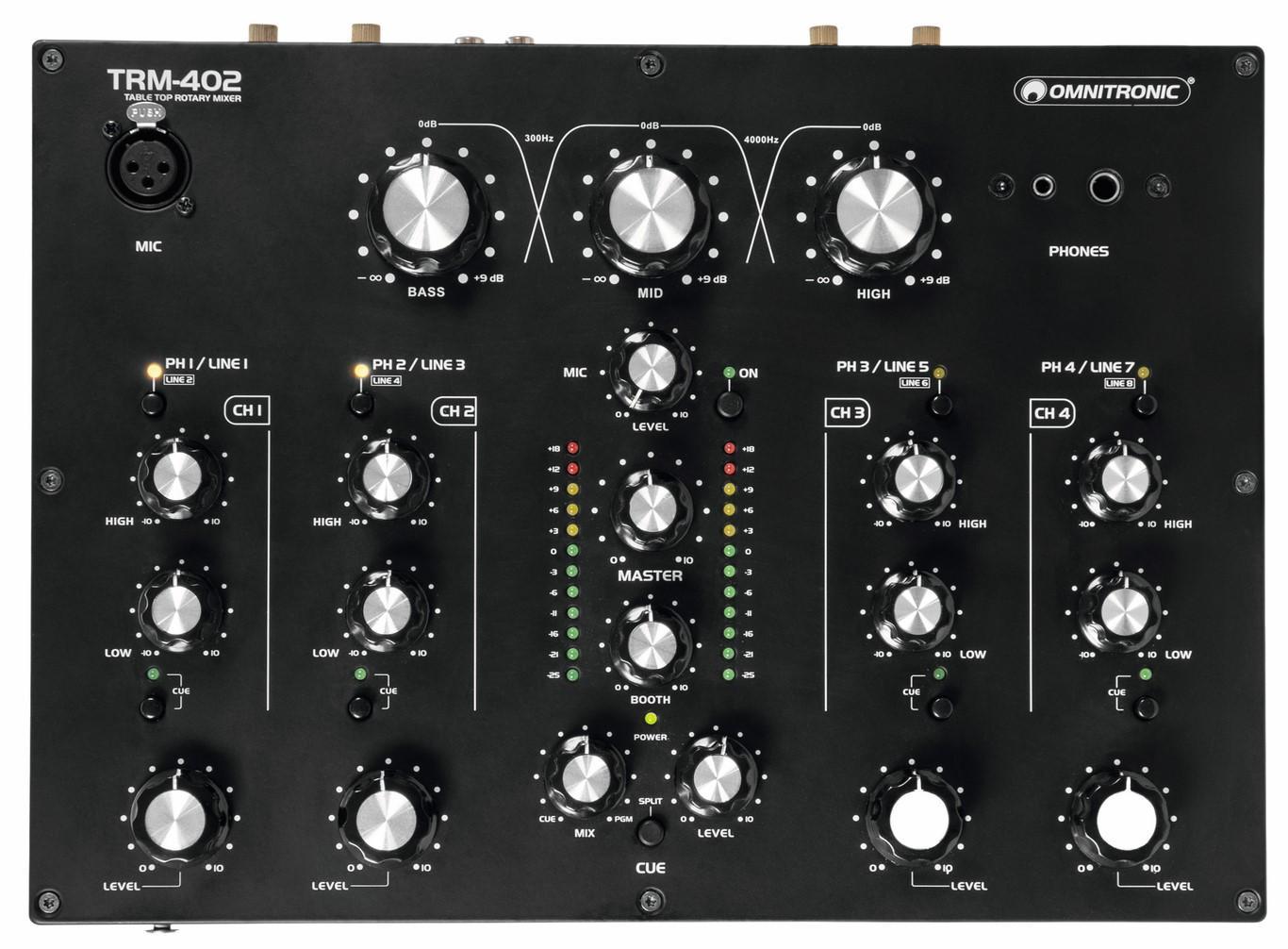 Dj-mixer Omnitronic TRM-402 4-Channel Rotary Mixer