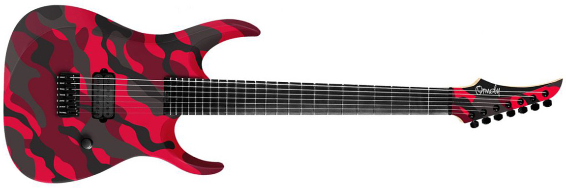 Ormsby Dino Cazares Dc Gtr 7c Signature Baritone H Seymour Duncan Ht Eb - Red Camo - 7-saitige E-Gitarre - Main picture