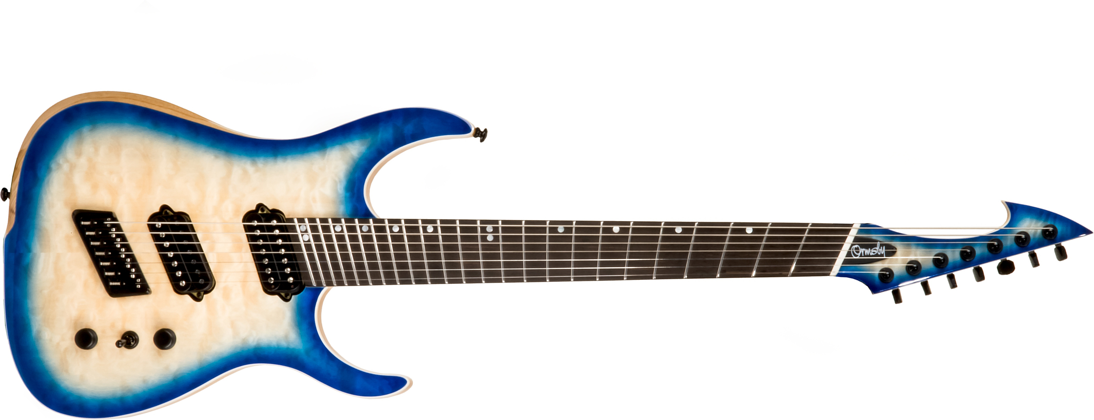 Ormsby Tx Gtr 7 Swamp Ash Quilt Maple Hh Ht Eb - Azzurro Blue - Multi-Scale Guitar - Main picture