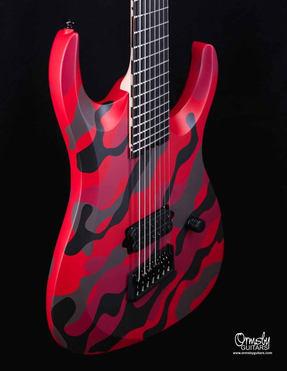 Ormsby Dino Cazares Dc Gtr 7c Signature Baritone H Seymour Duncan Ht Eb - Red Camo - 7-saitige E-Gitarre - Variation 2