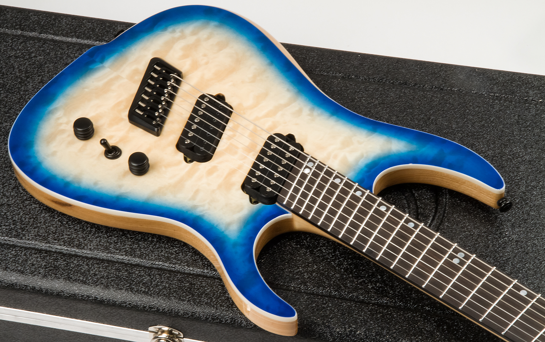 Ormsby Tx Gtr 7 Swamp Ash Quilt Maple Hh Ht Eb - Azzurro Blue - Multi-Scale Guitar - Variation 1