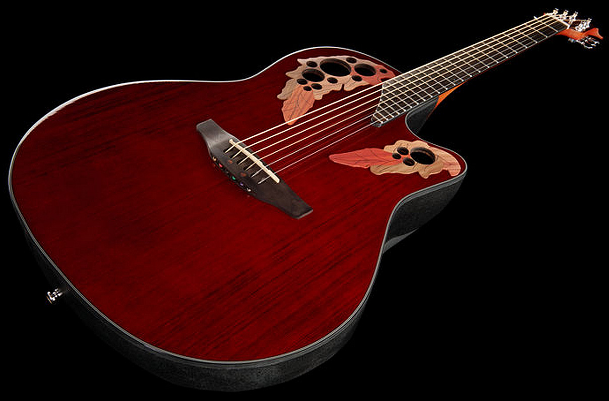 Ovation Ce44-rr Celebrity Elite Mid Depth Cw Epicea Lyrachord Rw - Ruby Red - Elektroakustische Gitarre - Variation 3