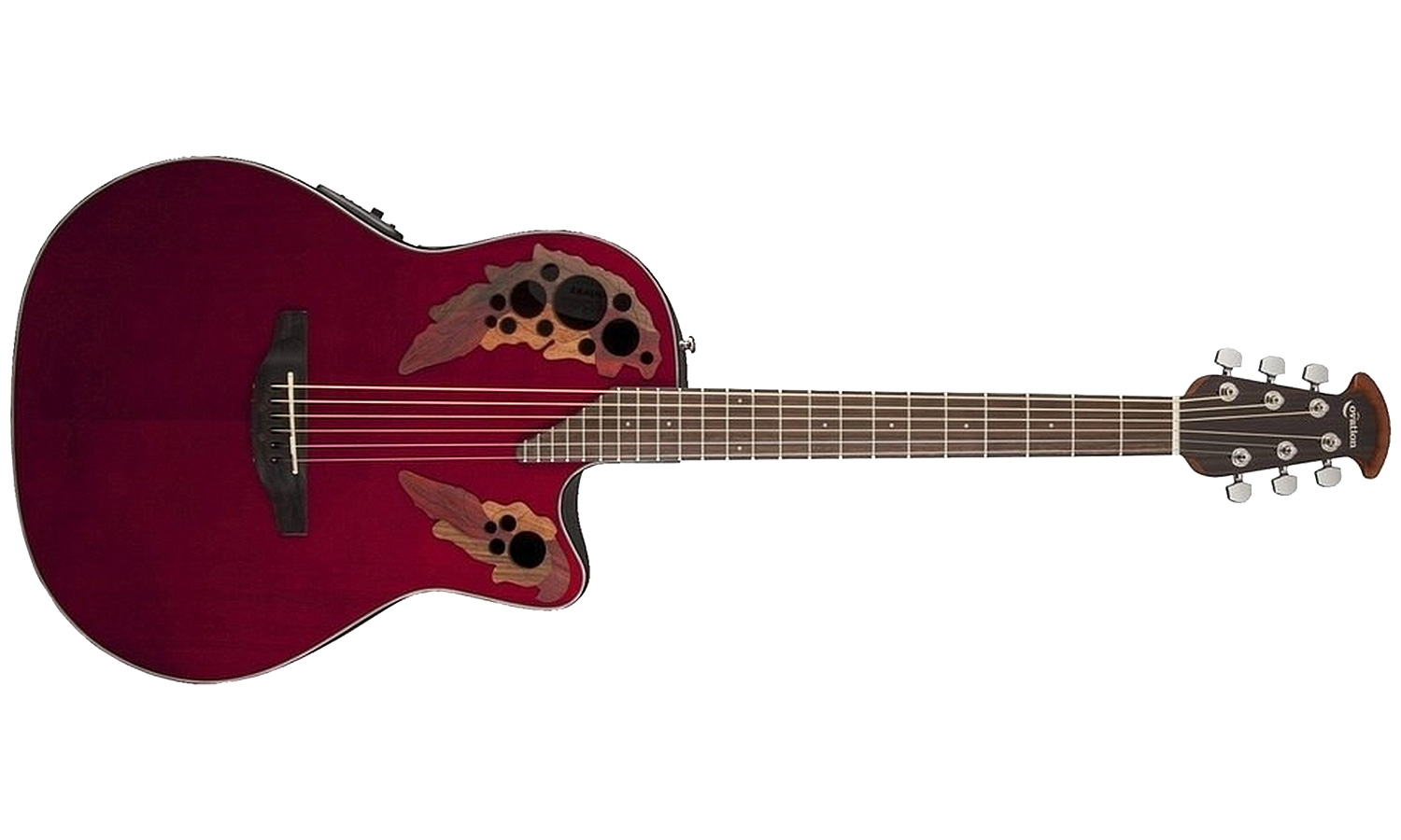 Ovation Ce44-rr Celebrity Elite Mid Depth Cw Epicea Lyrachord Rw - Ruby Red - Elektroakustische Gitarre - Variation 1