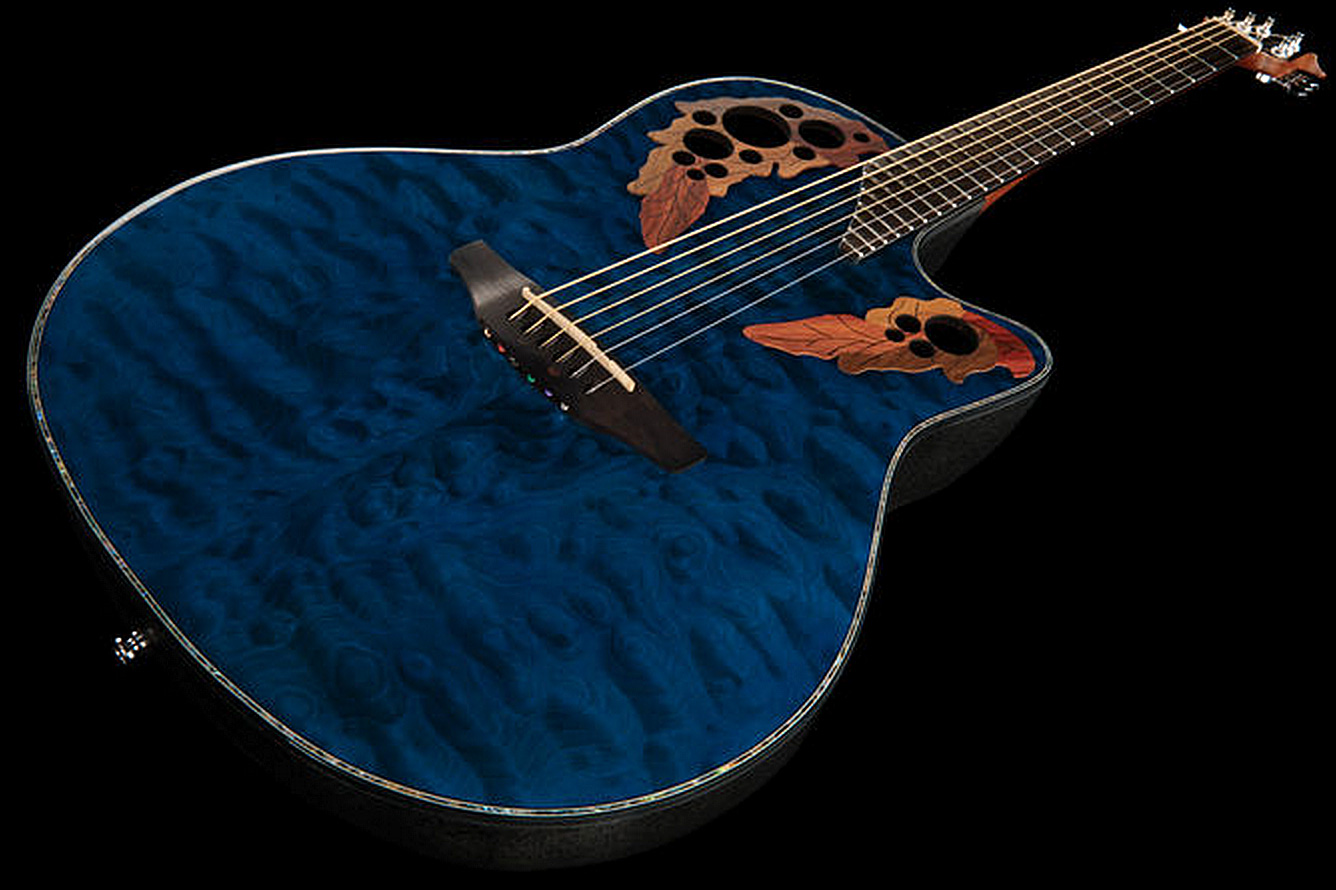Ovation Ce44p-8tq Celebrity Elite Plus Mid Depth Cw Erable Lyrachord Rw - Trans Blue - Elektroakustische Gitarre - Variation 2