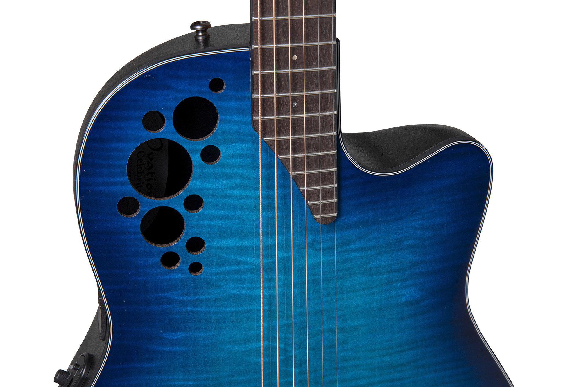Ovation Ce44p-blfl-g Celebrity Elite Plus Mid Depth Cw Erable Lyrachord Rw - Blue Flamed Maple - Elektroakustische Gitarre - Variation 4
