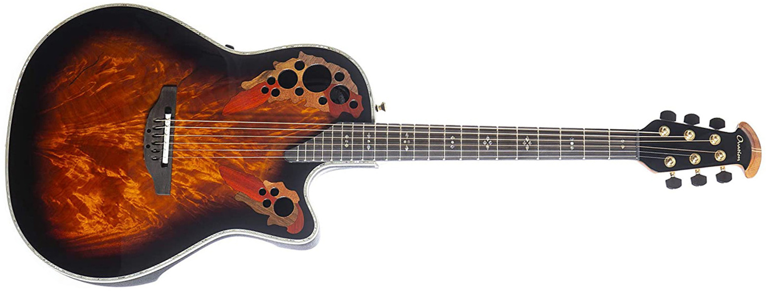 Ovation C2078axp-af Okoume Feather Elite Plus Deep Contour Depth Cw Epicea/okoume Lyrachord Eb - Sunburst - Elektroakustische Gitarre - Main picture