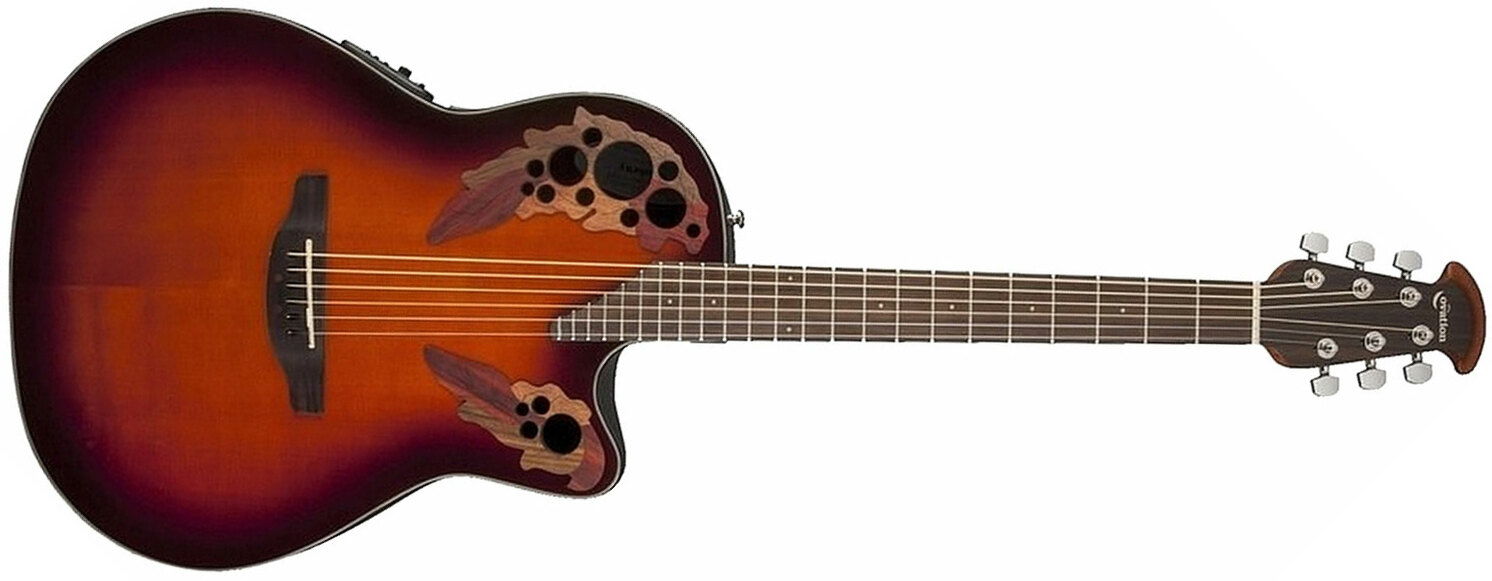 Ovation Ce44-1 Celebrity Elite Mid Depth Cw Epicea Lyrachord Rw - 2-color Sunburst - Elektroakustische Gitarre - Main picture