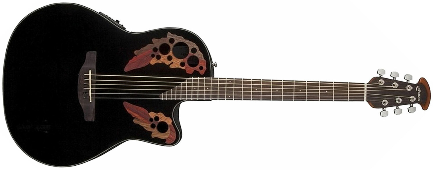 Ovation Ce44-5 Celebrity Elite Mid Cutaway Noir - Black - Elektroakustische Gitarre - Main picture