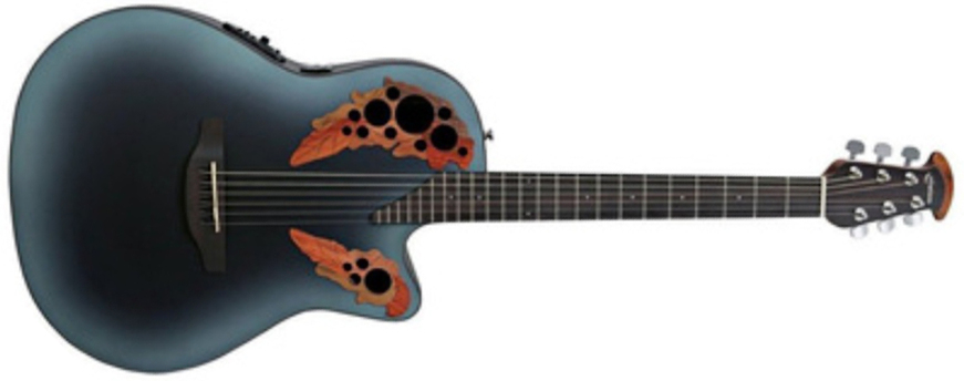 Ovation Ce44-rbb Celebrity Elite Mid Depth Cw Epicea Lyrachord Ova - Royal Blue Burst - Elektroakustische Gitarre - Main picture