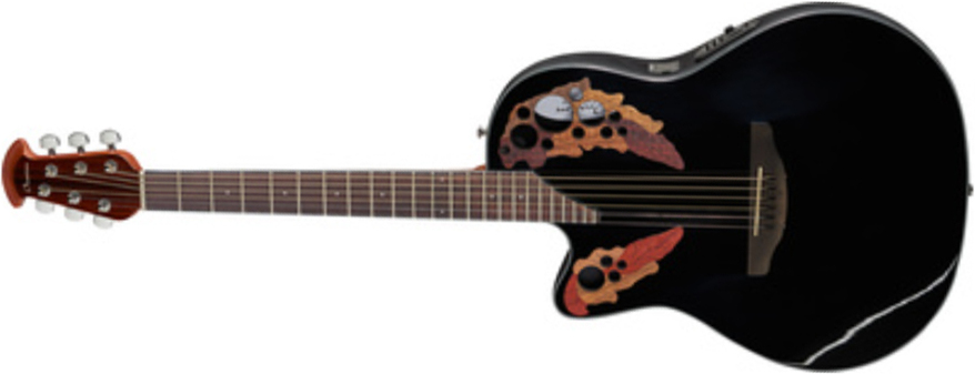 Ovation Ce44l-5 Celebrity Elite Gaucher Mid Depth Cw Epicea Lyrachord Ova - Black - Elektroakustische Gitarre - Main picture