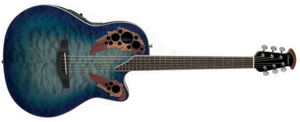 Ovation Celebrity Elite Plus Super Shallow Ce48p-rg - Caribbean Blue - Elektroakustische Gitarre - Main picture