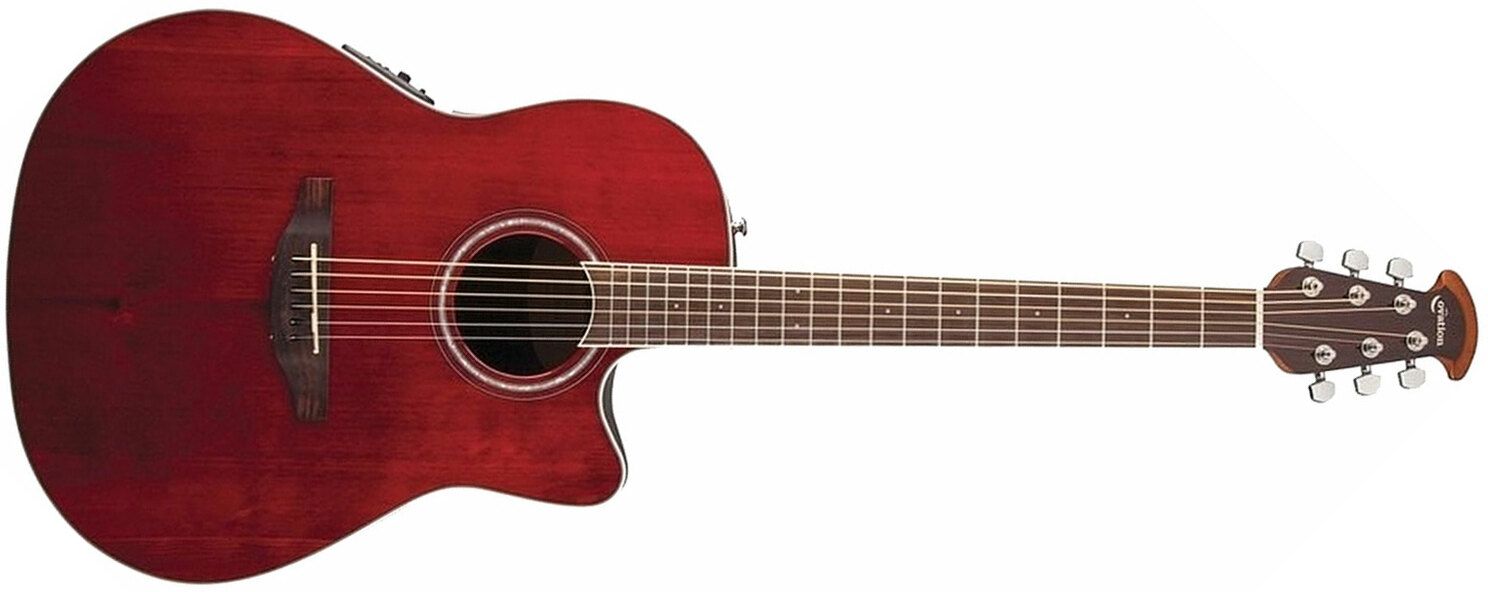 Ovation Cs24-rr Celebrity Standard Mid Depth Cw Epicea Lyrachord Rw - Ruby Red - Elektroakustische Gitarre - Main picture