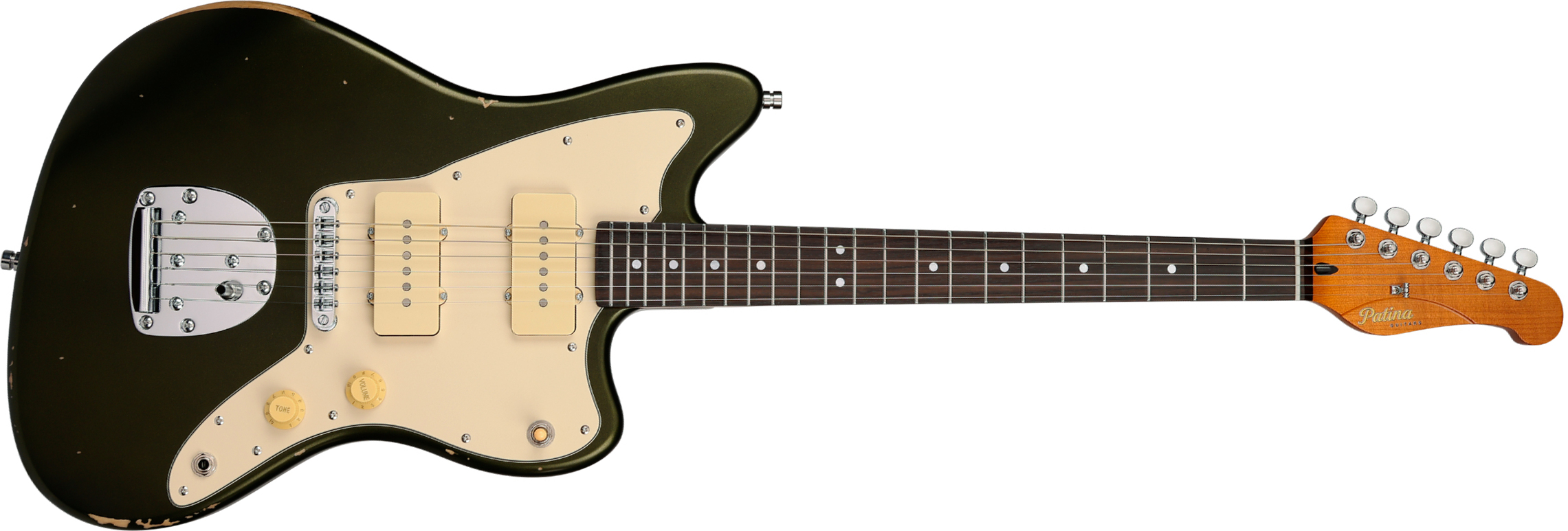 Patina Guitars Pj6 Sgr R 2s Trem Rw - Sherwood Green Relic - Retro-Rock-E-Gitarre - Main picture