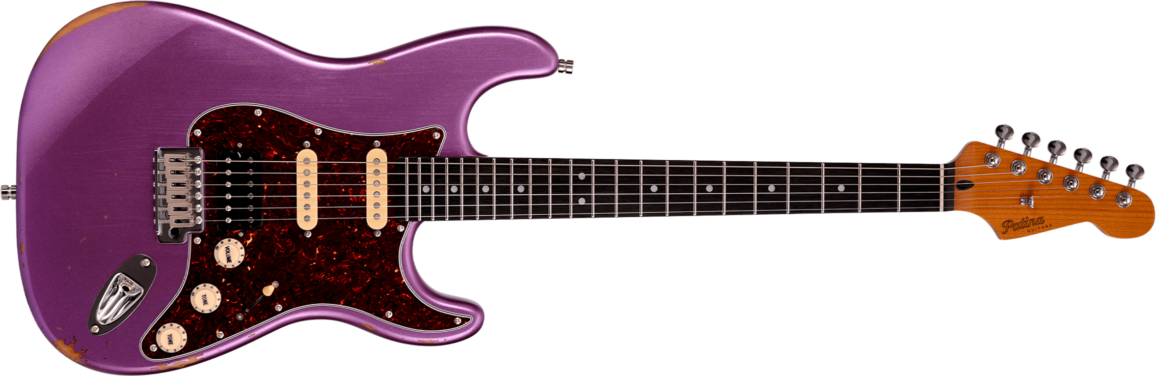 Patina Guitars Ps7 Pp R Hss Trem Rw - Purple Relic - E-Gitarre in Str-Form - Main picture