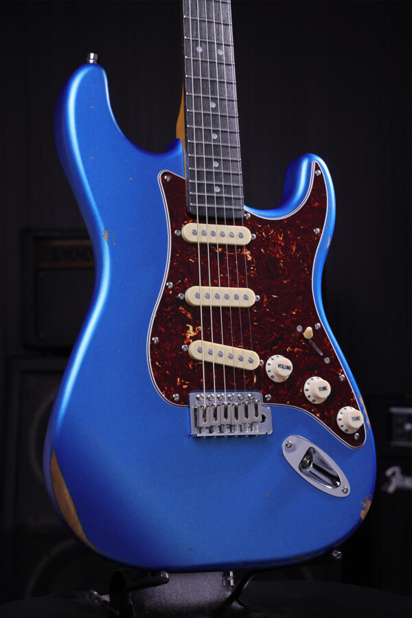 Patina Guitars Ps6 Lpb R 3s Trem Rw - Lake Placid Blue Relic - E-Gitarre in Str-Form - Variation 2