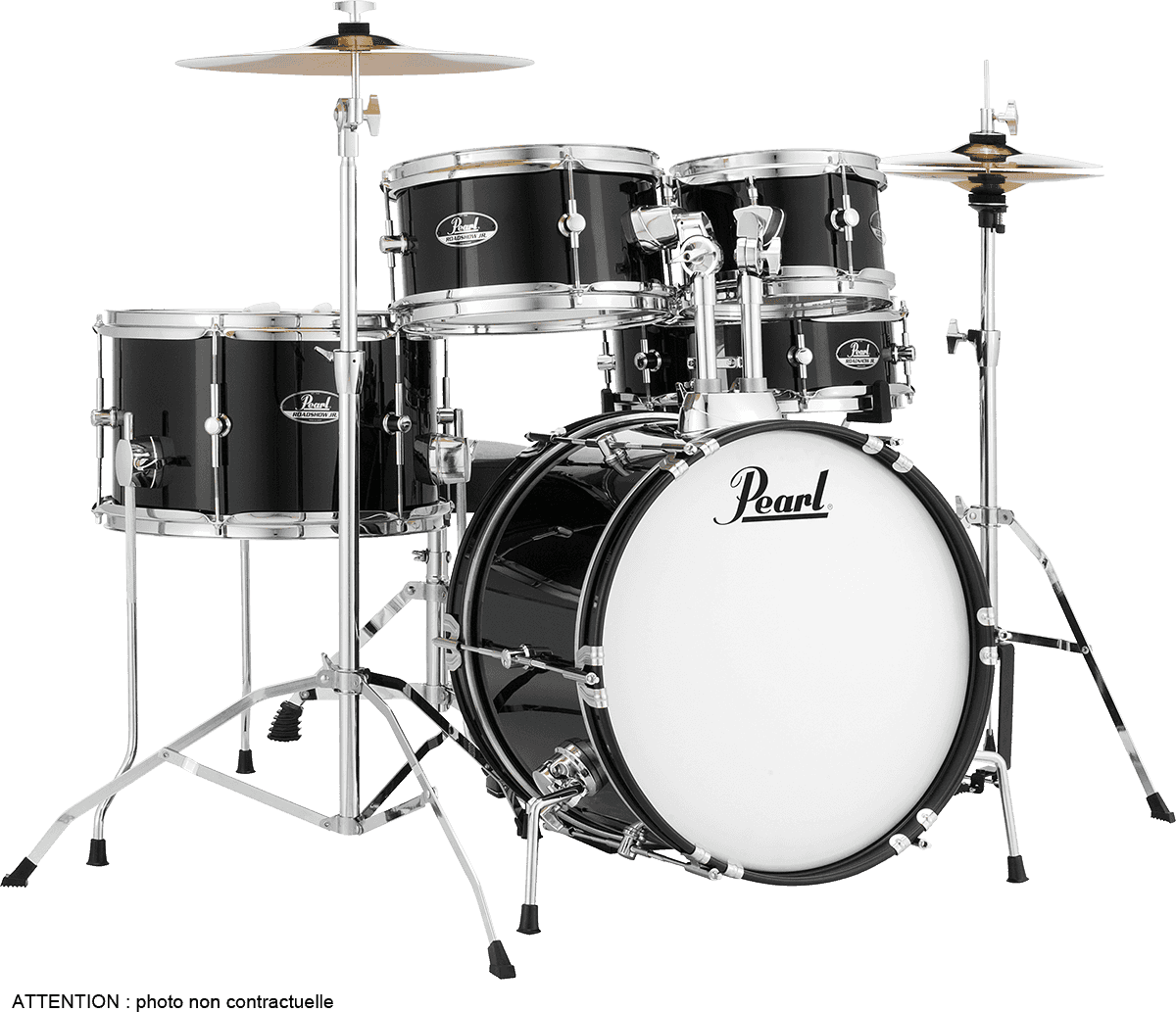 Pearl Kit Junior 16 - Jet Black - Akustik Schlagzeug Fusion - Main picture
