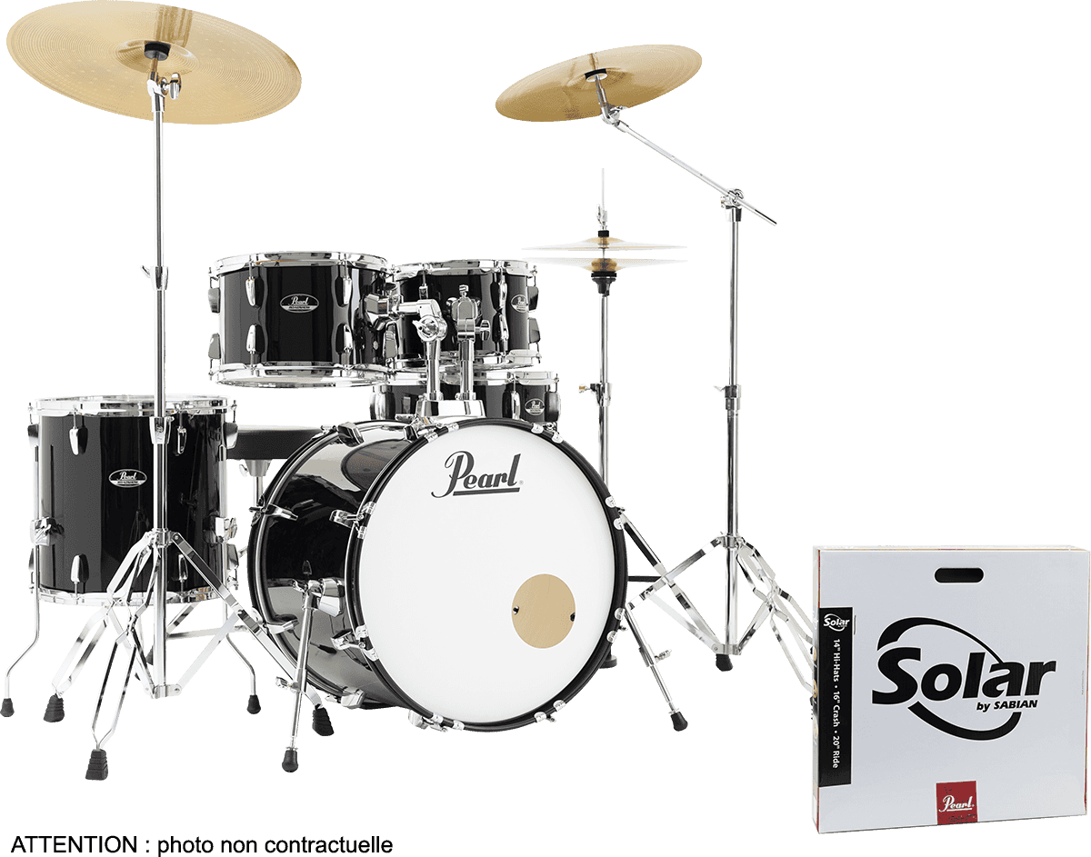Pearl Roadshow Fusion 20 + B50 + Pack Solar Sabian Jet Black - 4 FÛts - Jet Black - Standard Akustik Schlagzeug - Main picture