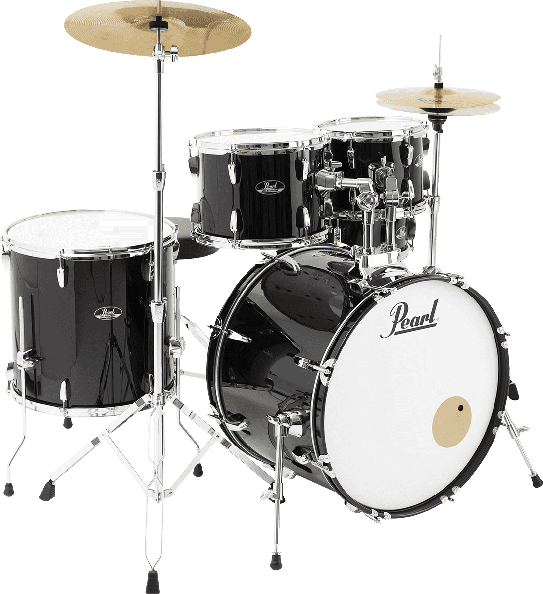 Pearl Rock 22 5 Futs + Pack Sabian Solar - Jet Black - Akustik Schlagzeug Rock - Main picture