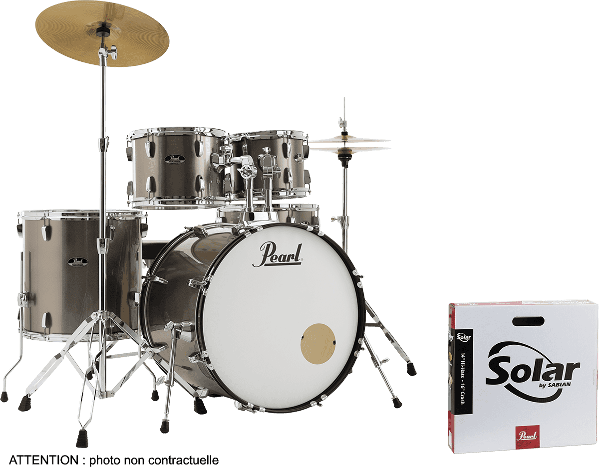 Pearl Rock 22 5 Futs + Pack Sabian Solar - Bronze Metallic - Akustik Schlagzeug Rock - Main picture