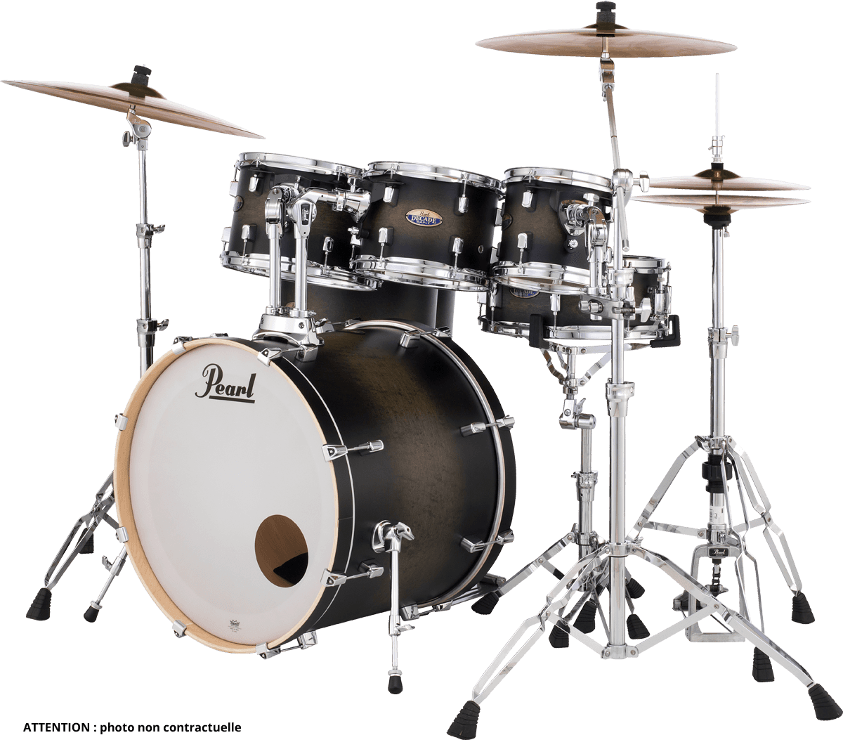 Pearl Decade Maple Stage 22 Satin Black Burst - Satin Black Burst - Akustik Schlagzeug Rock - Variation 1