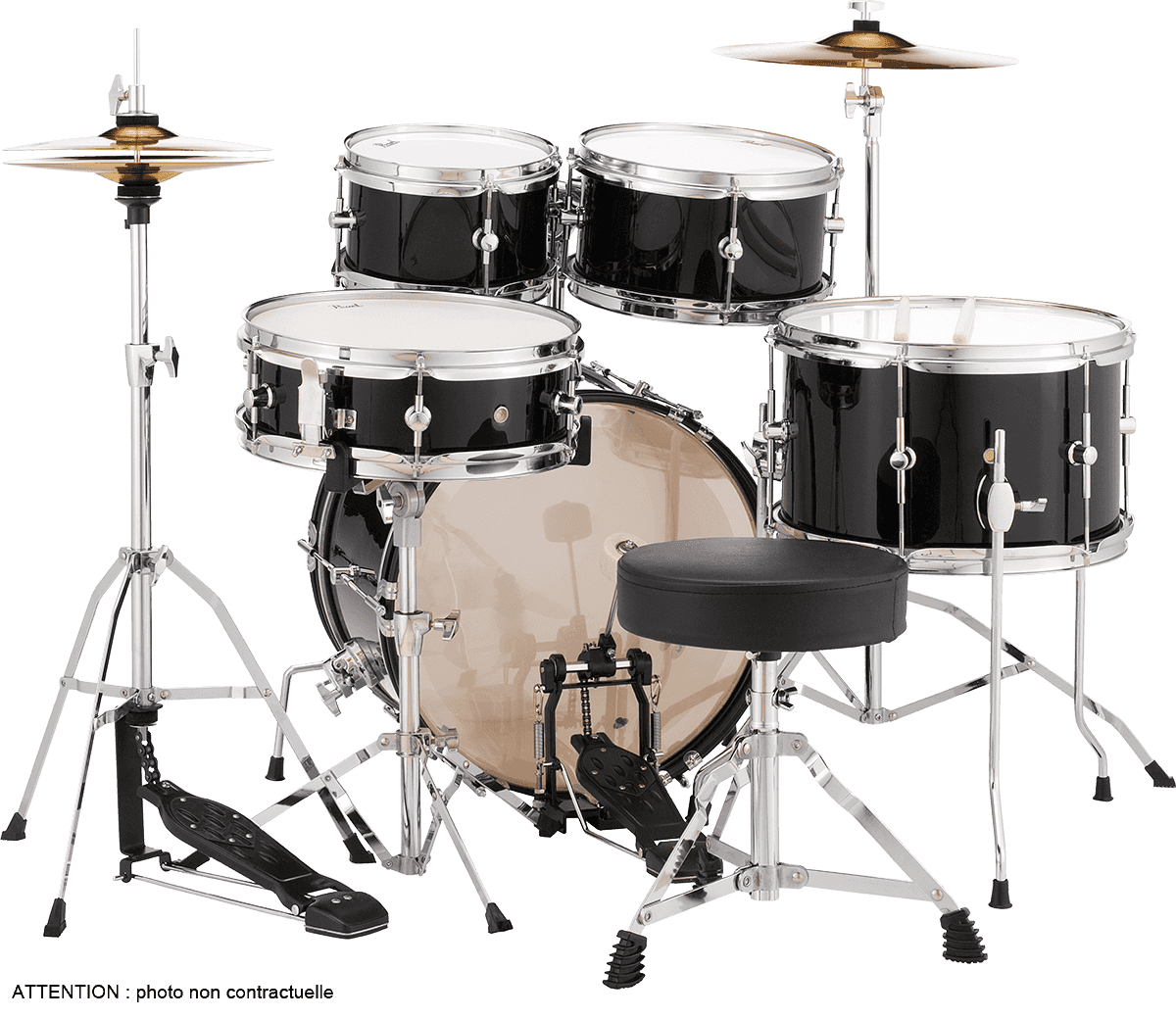 Pearl Kit Junior 16 - Jet Black - Akustik Schlagzeug Fusion - Variation 1