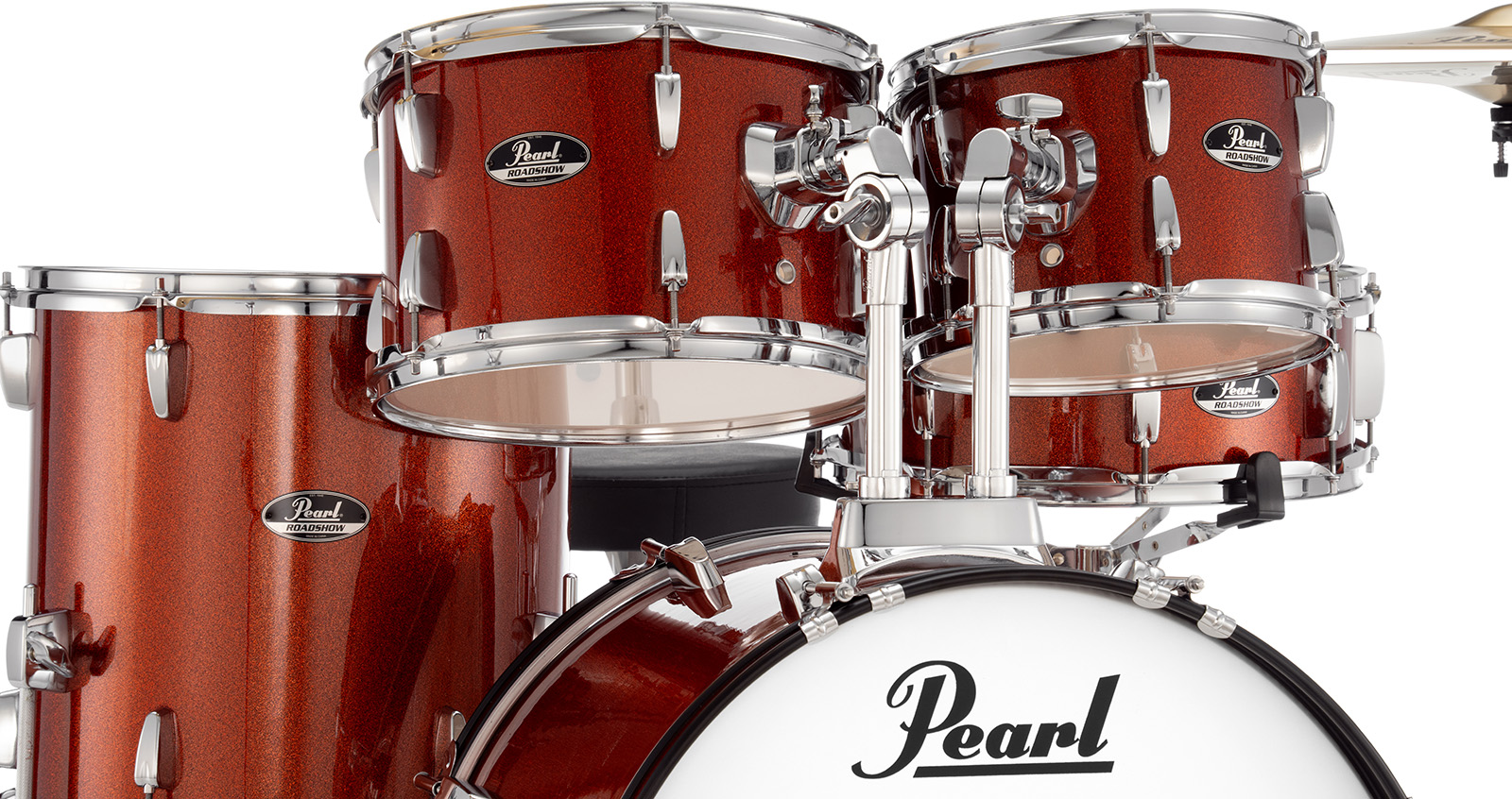 Pearl Roadshow Plus Fusion 20'' + Pack Sabian Solar 3 Cymbales - 5 FÛts - Burnt Orange Sparkle - Akustik Schlagzeug Fusion - Variation 5