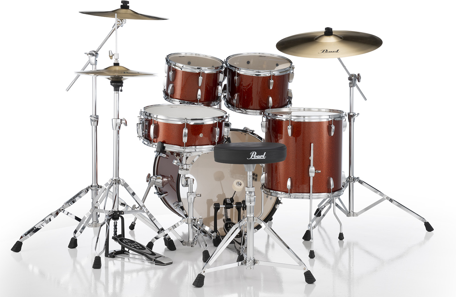 Pearl Roadshow Plus Rock 22'' + Pack Sabian Solar 3 Cymbales - 5 FÛts - Burnt Orange Sparkle - Akustik Schlagzeug Rock - Variation 5