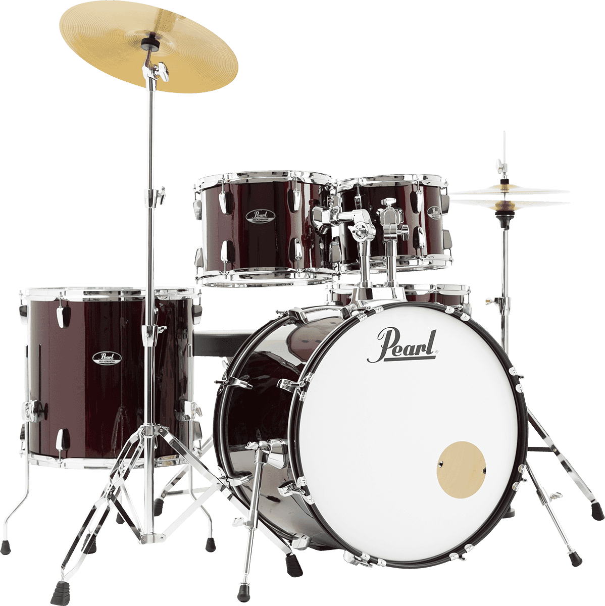 Pearl Rock 22 5 Futs + Pack Sabian Solar - Red Wine - Akustik Schlagzeug Rock - Variation 1