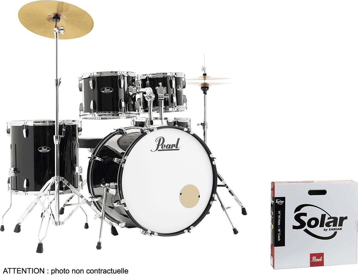 Pearl Rock 22 5 Futs + Pack Sabian Solar - Jet Black - Akustik Schlagzeug Rock - Variation 6