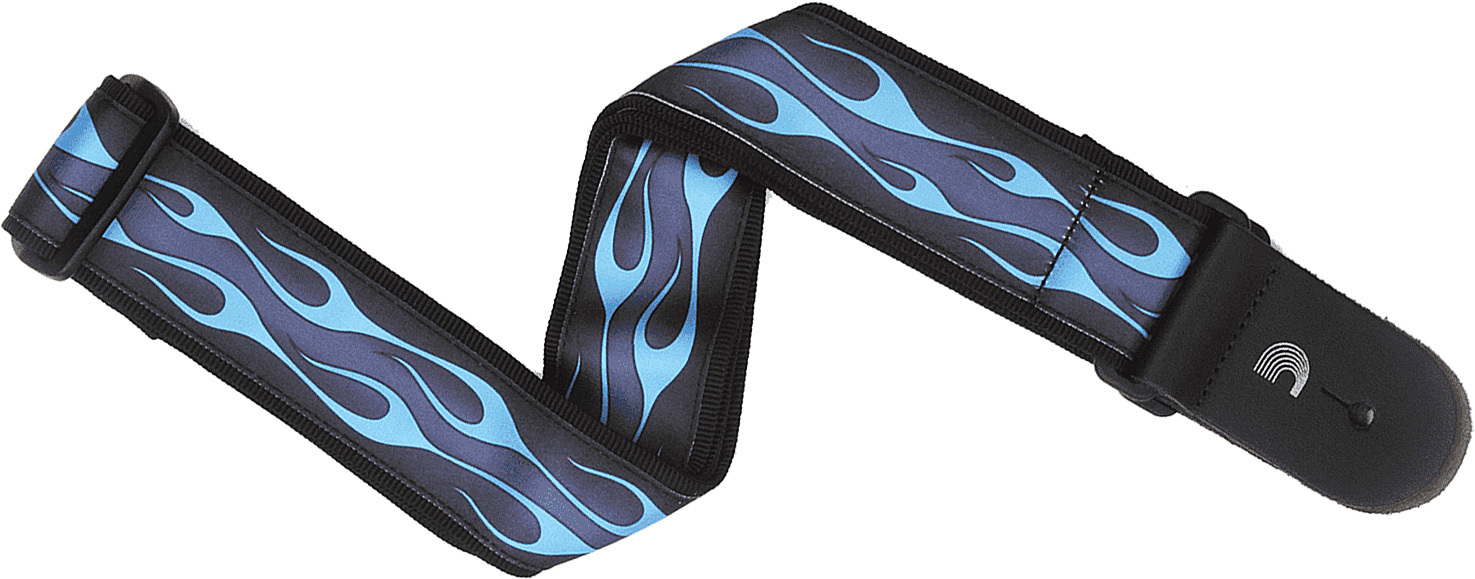 Planet Waves Rock Hot Rod Flame Blue Woven Guitar Strap - Gitarrengurt - Main picture