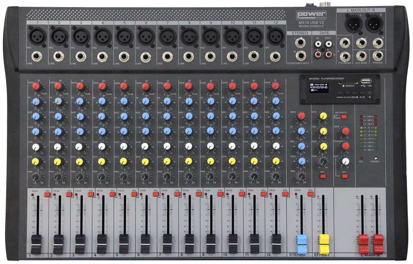 Analoges mischpult Power acoustics MX16 USB V2