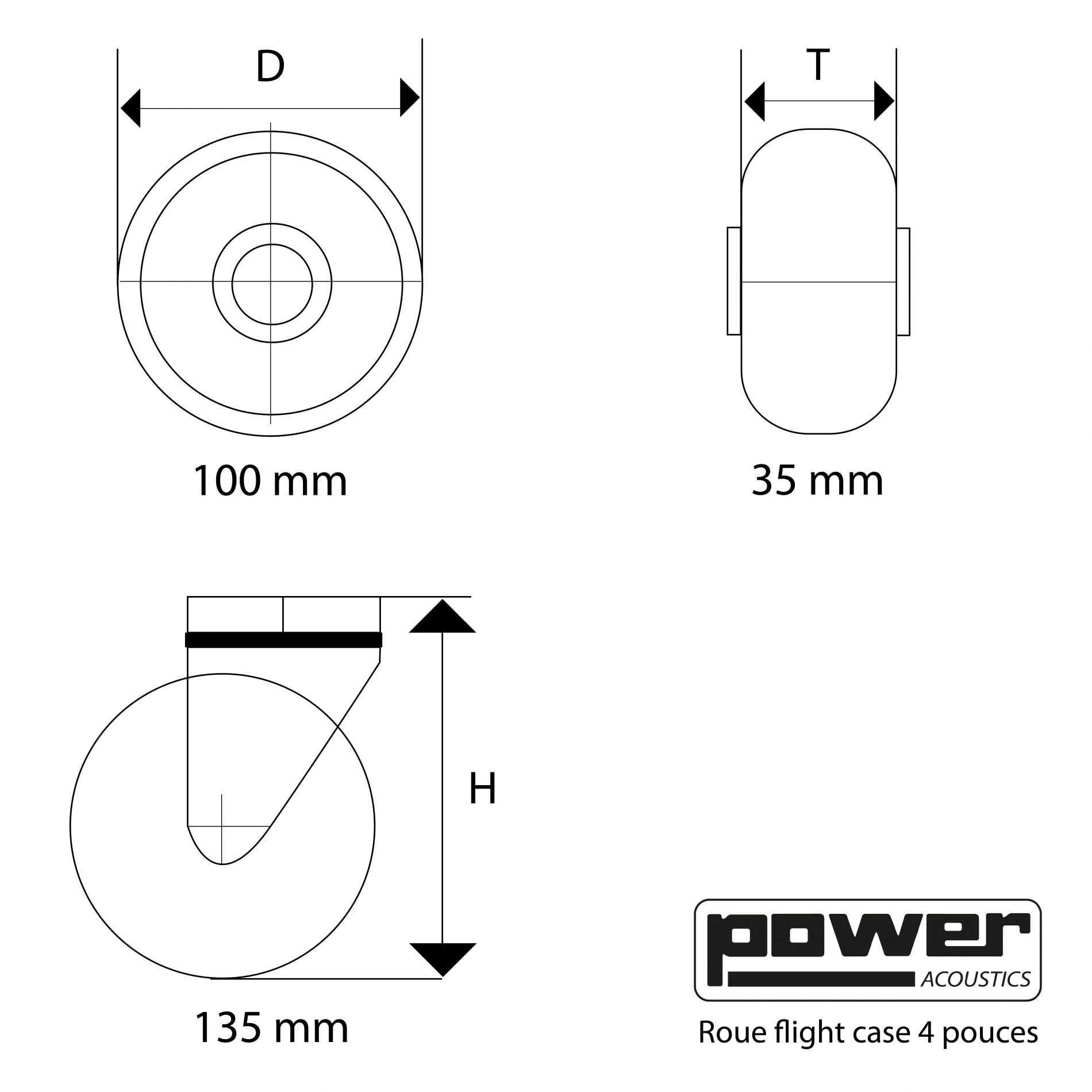 Power Acoustics Roue Flight Case 4 Pouces - - Flight Case & Koffer für Lichtequipment - Variation 2