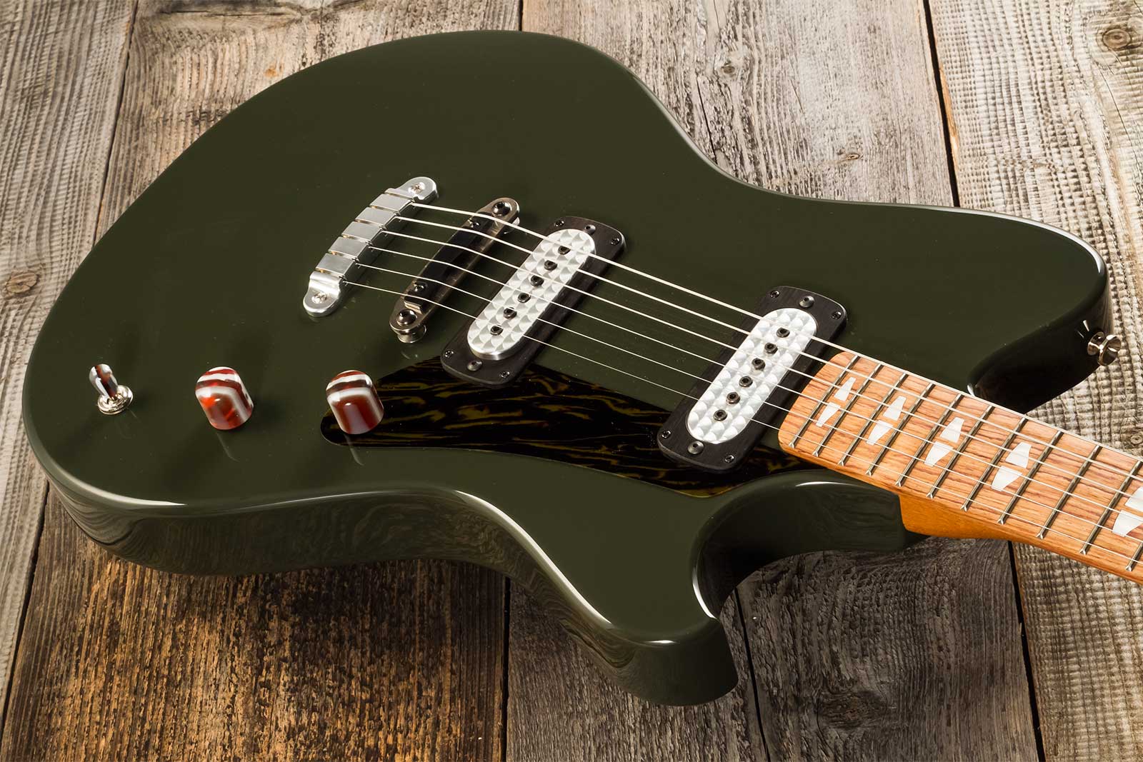 Powers Electric A-type 2s Ff42 Ht Mn #a494 - Black Olive - Retro-Rock-E-Gitarre - Variation 2
