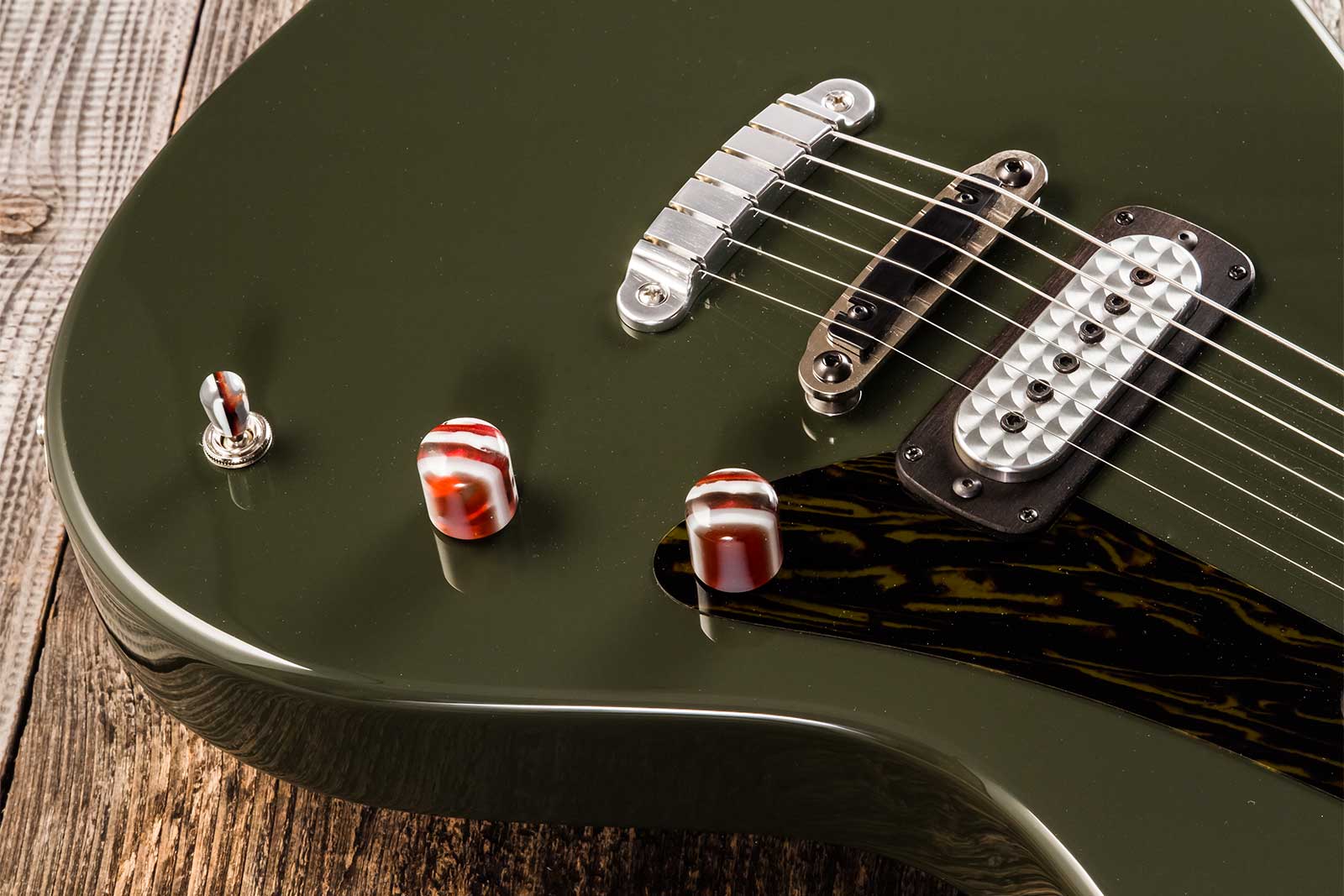 Powers Electric A-type 2s Ff42 Ht Mn #a494 - Black Olive - Retro-Rock-E-Gitarre - Variation 3