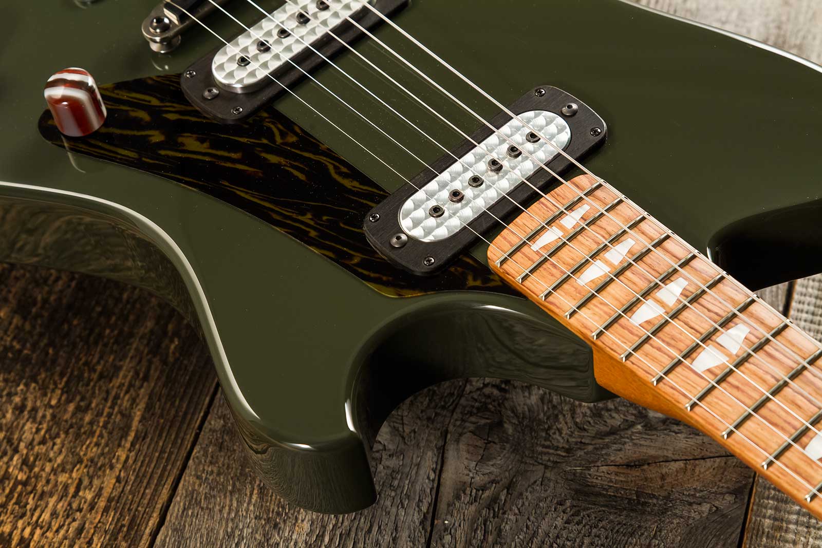 Powers Electric A-type 2s Ff42 Ht Mn #a494 - Black Olive - Retro-Rock-E-Gitarre - Variation 4