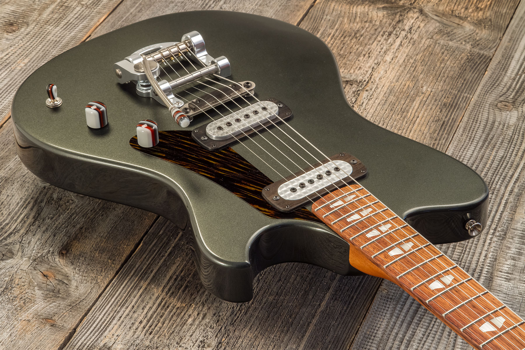 Powers Electric A-type 2s Ff42 Trem Mn #a393 - Onyx Green Metallic - Retro-Rock-E-Gitarre - Variation 2