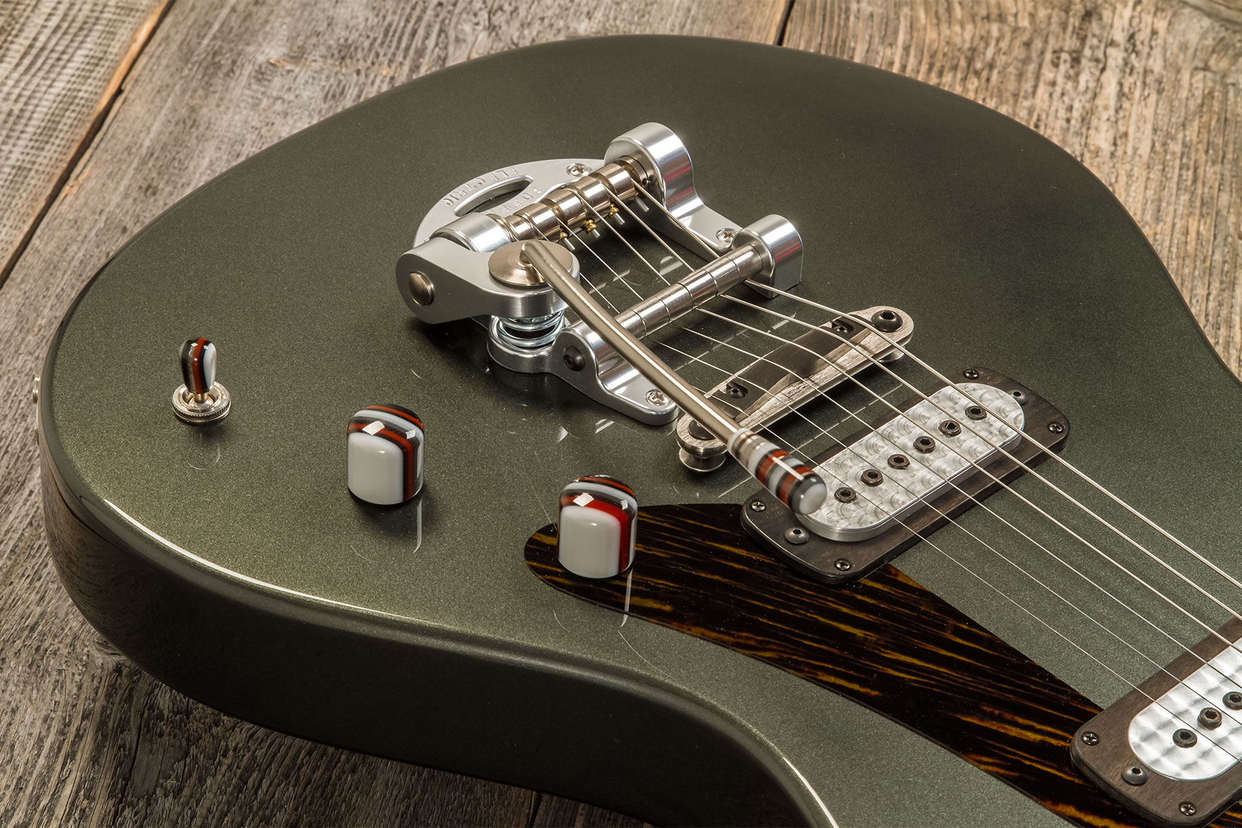 Powers Electric A-type 2s Ff42 Trem Mn #a393 - Onyx Green Metallic - Retro-Rock-E-Gitarre - Variation 3