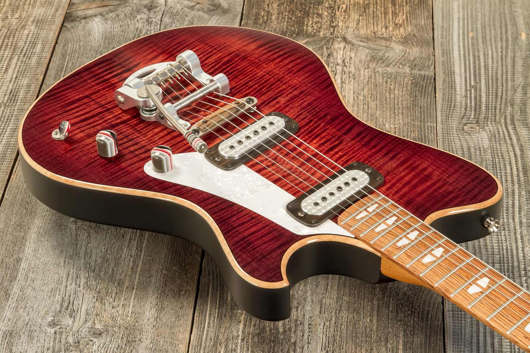 Powers Electric A-type 2s Ff42 Trem Mn #a449 - Cabernet Red - Retro-Rock-E-Gitarre - Variation 2