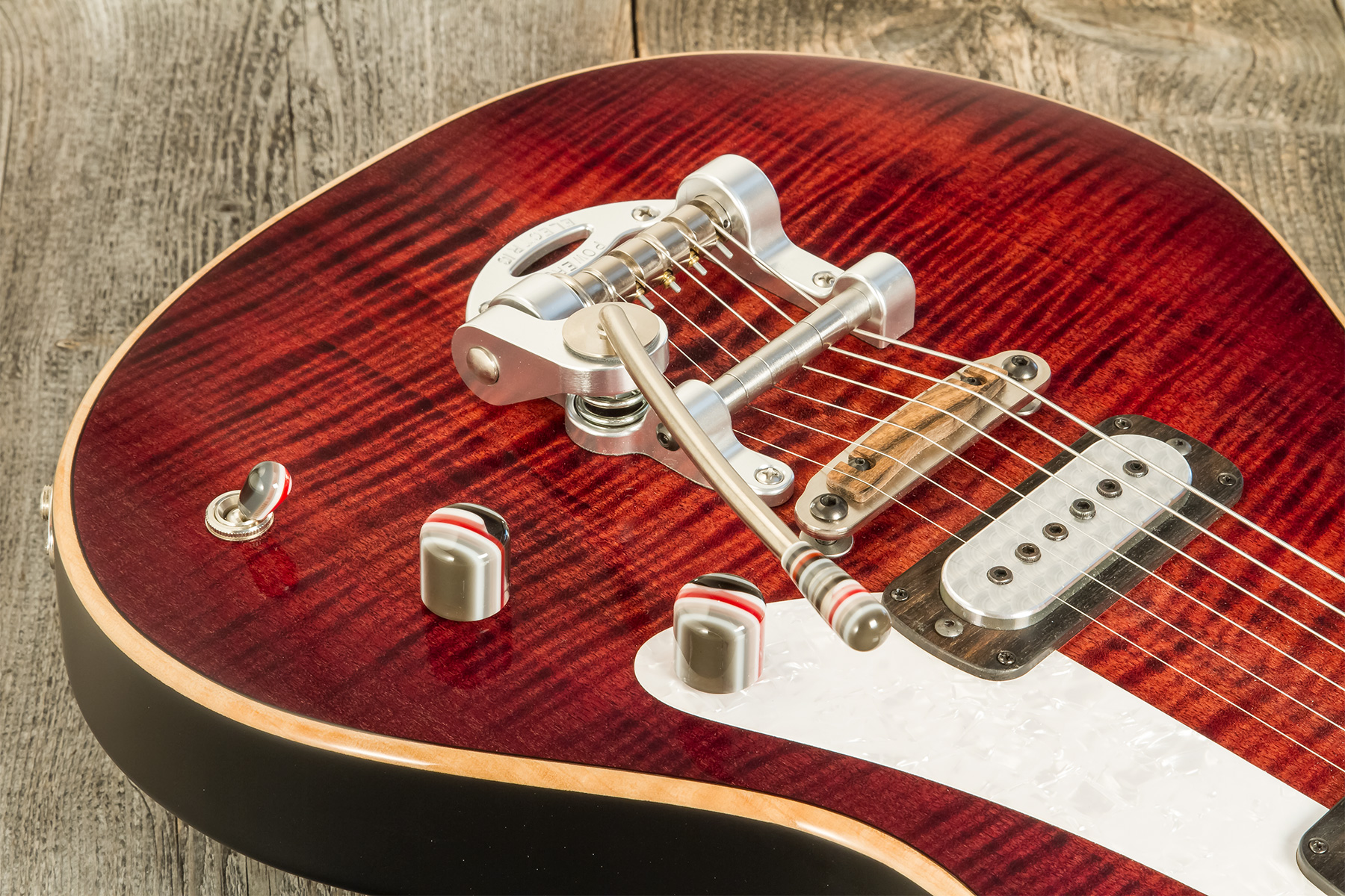 Powers Electric A-type 2s Ff42 Trem Mn #a449 - Cabernet Red - Retro-Rock-E-Gitarre - Variation 3