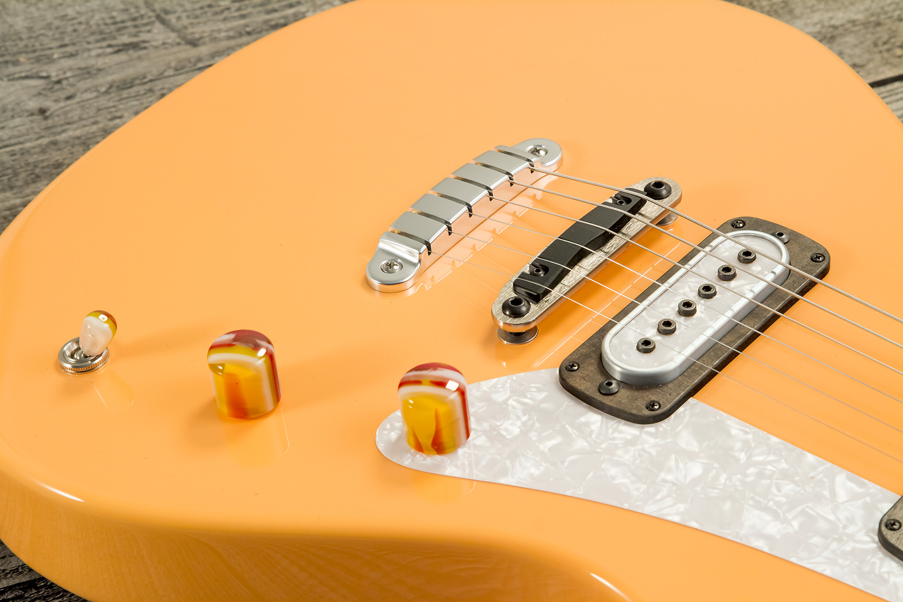 Powers Electric A-type 2s Pf42 Ht Mn #a428 - Creamsicle - Retro-Rock-E-Gitarre - Variation 3