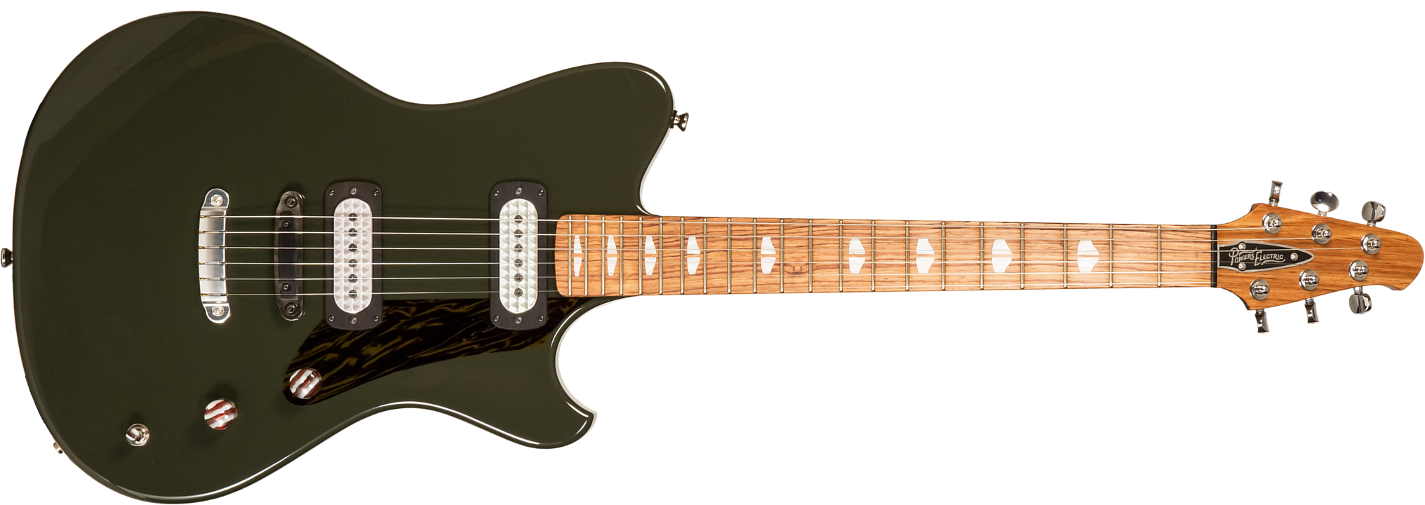 Powers Electric A-type 2s Ff42 Ht Mn #a494 - Black Olive - Retro-Rock-E-Gitarre - Main picture