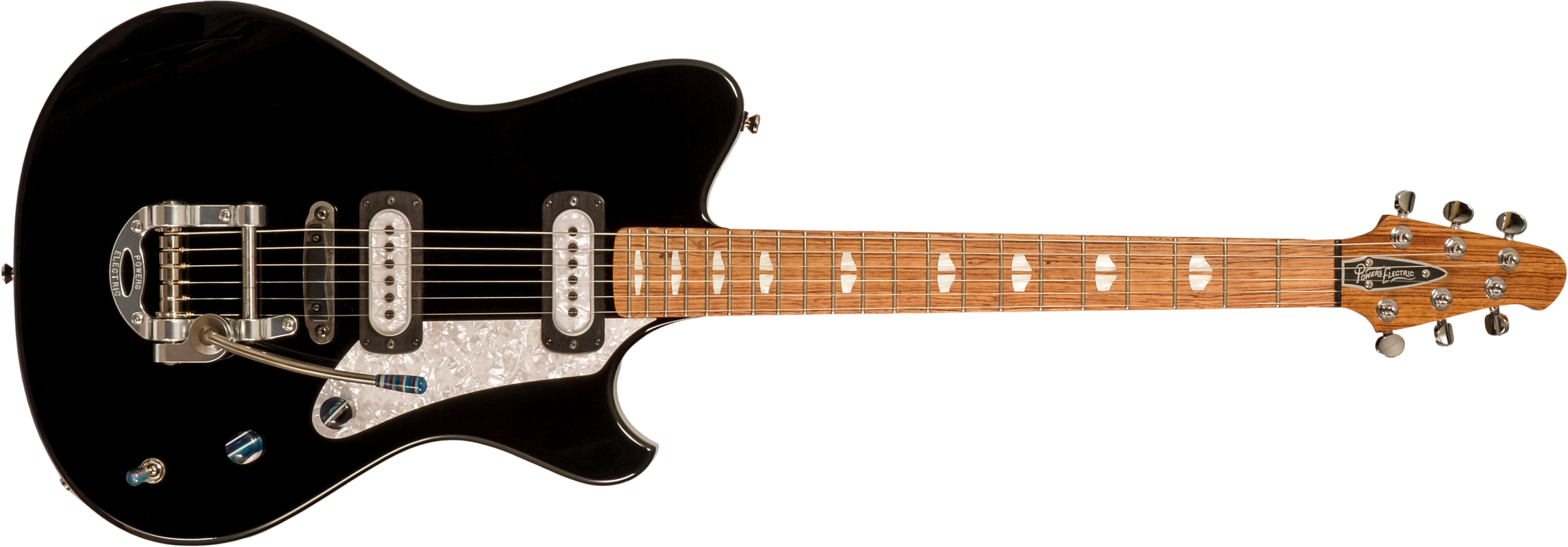 Powers Electric A-type Pf42 Vibrato 2s Trem Rw #a697 - Jet Black - Retro-Rock-E-Gitarre - Main picture