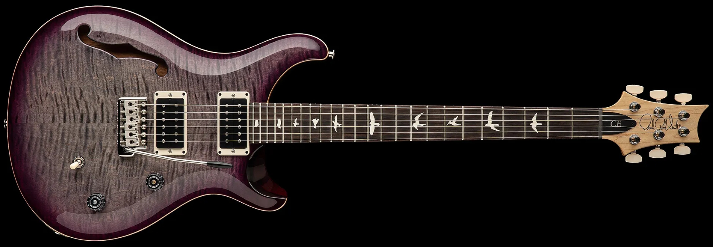 Prs Ce 24 Semi-hollow Bolt-on Usa 2h Trem Rw - Faded Gray Black Purple Burst - Semi-Hollow E-Gitarre - Variation 3