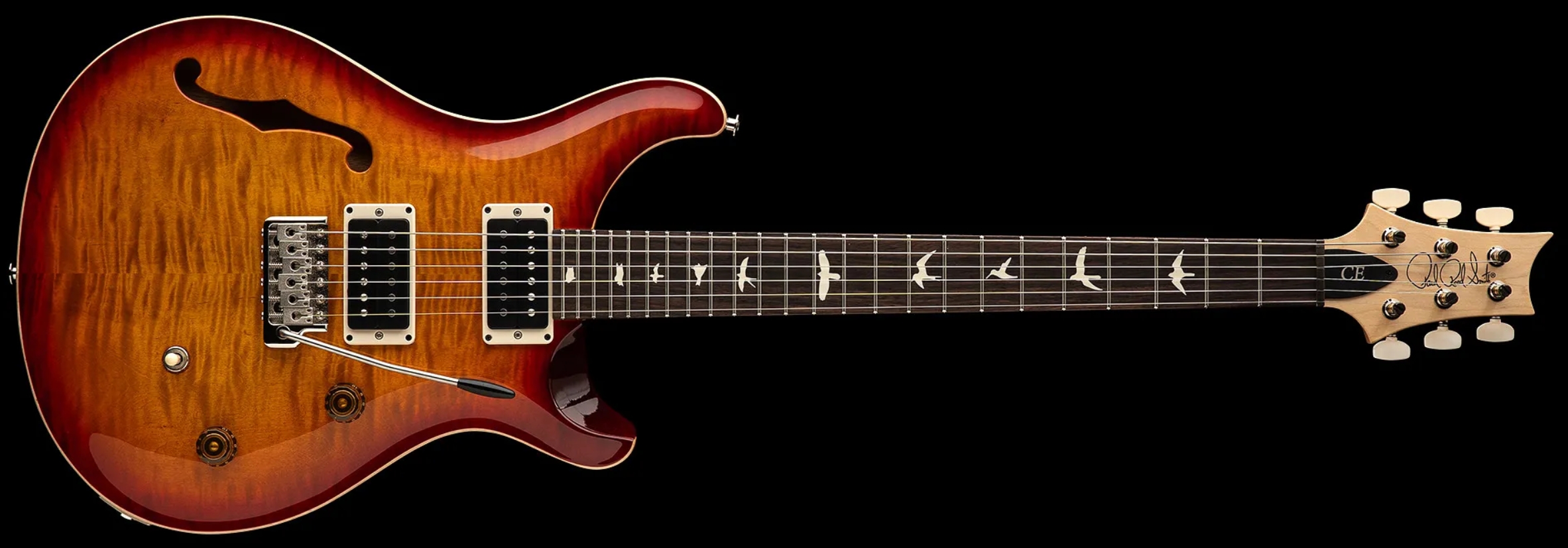 Prs Ce 24 Semi-hollow Bolt-on Usa 2h Trem Rw - Dark Cherry Sunburst - Semi-Hollow E-Gitarre - Variation 3
