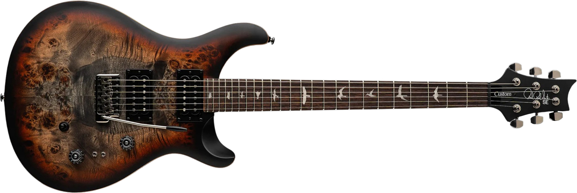 Prs Custom 24-08 Poplar Burl Se Exotic Veneer Trem 2h Rw - Charcoal Cherry Midnight Burst - Double Cut E-Gitarre - Main picture