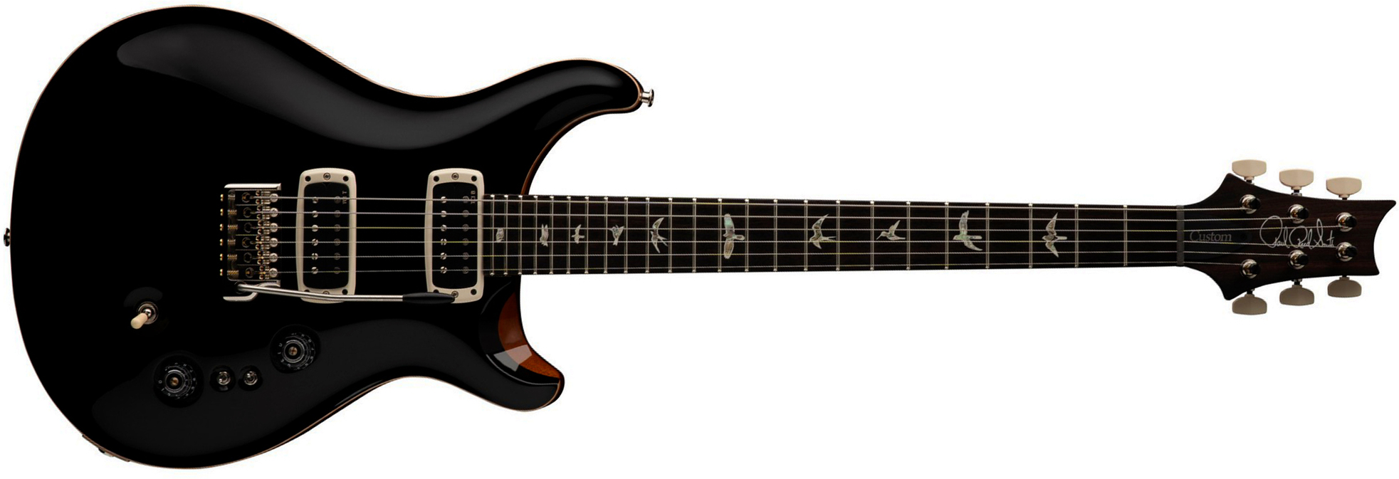 Prs Custom 24-08 Usa 2h Tci Trem Rw - Black Top / Natural Back - Double Cut E-Gitarre - Main picture