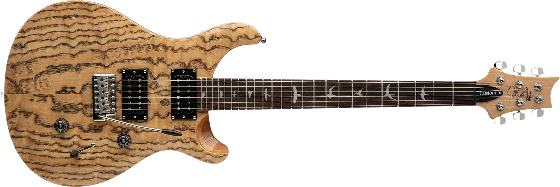 Prs Custom 24 Burled Ash Se Exotic Veneer Trem 2h Rw - Natural - Double Cut E-Gitarre - Main picture
