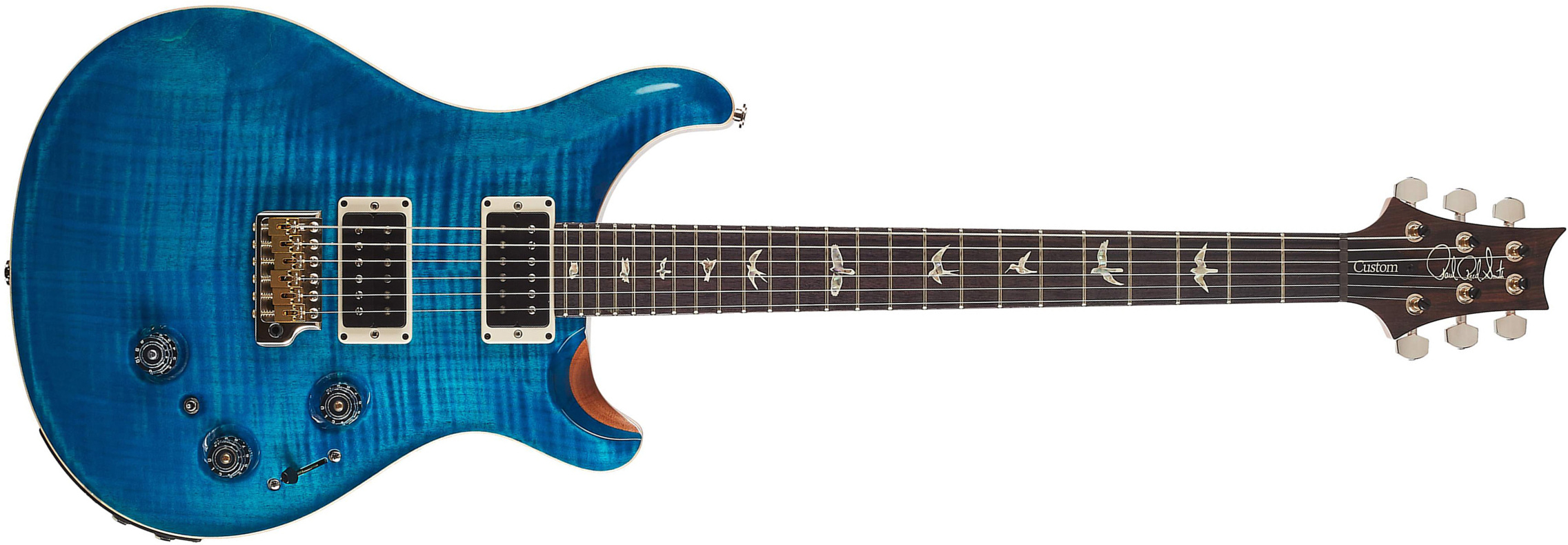 Prs Custom 24 Piezo Usa Hh Trem Rw - Aquamarine - Double Cut E-Gitarre - Main picture