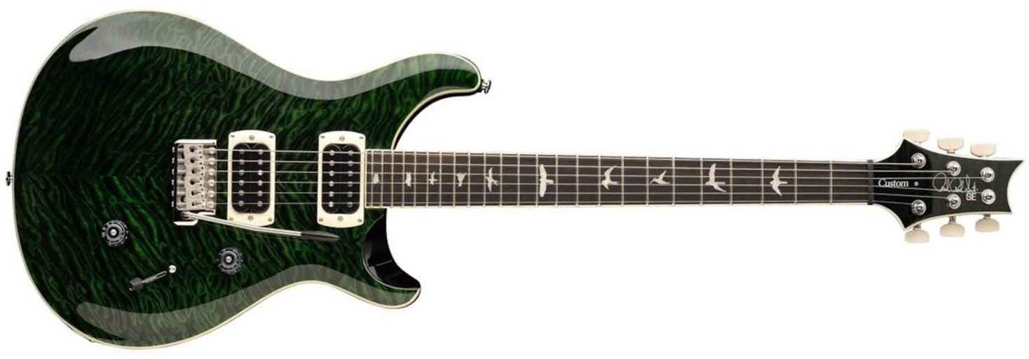 Prs Custom 24 Quilt Se (wing Tuners) 2h Trem Rw - Teal Black - Double Cut E-Gitarre - Main picture
