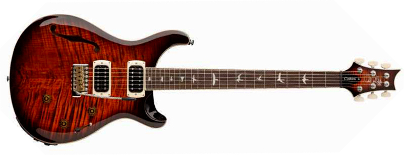 Prs Custom 24 Semi Hollow Piezo Se (wing Tuners) 2h Ht Rw - Orange Tiger Smokeburst - Semi-Hollow E-Gitarre - Main picture